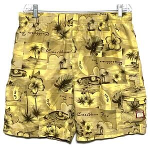 Caribbean Joe Cargo Lined Hawaiian Board Shorts Mens XL Hibiscus Floral Tropical